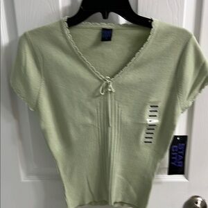 Star City Green Crop Tie Front Blouse